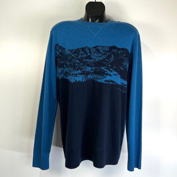 Smartwool Sparwood Mountain Crew Sweater Long Sleeves Merino Wool Blue - Picture 2 of 6